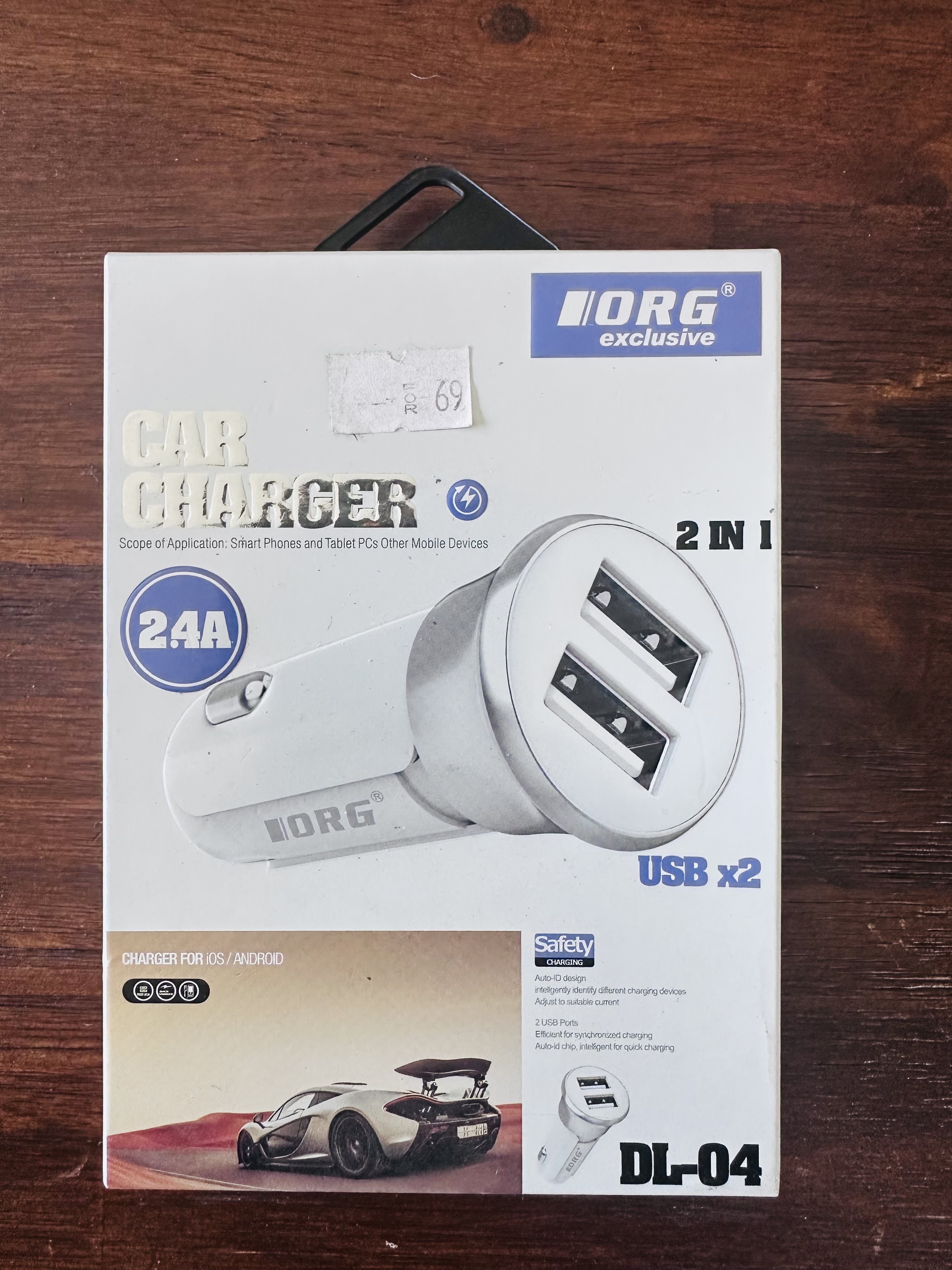 25W, ORG Car charger USB 2